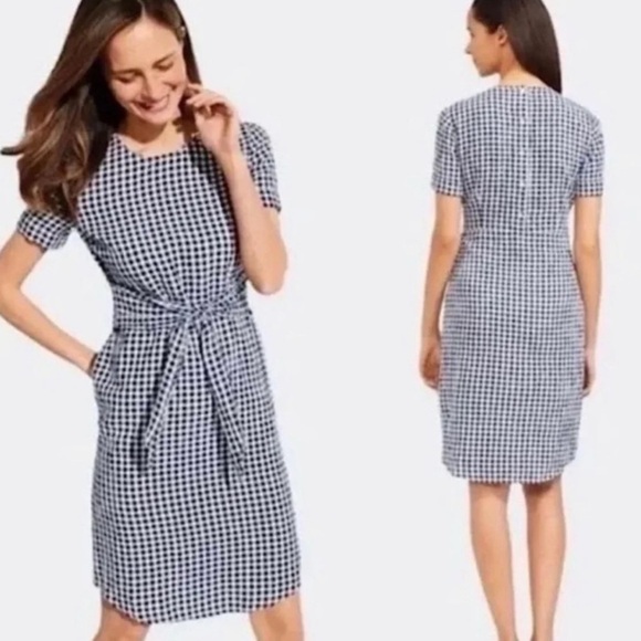 J.McLaughlin blue white Sadie Gingham Dress size 0 - Picture 1 of 16
